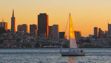 San Francisco Bay Sailing Tour, Sunset Cruise for up to 6 Passengers